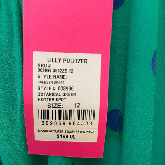 Lilly Pulitzer NWT Pamelyn Botanical Green Hotter Spot Dress SZ 12 - Picture 4 of 6
